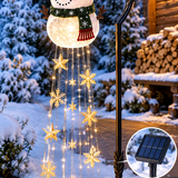 Boneco de Neve com Cascata de Luzes LED Solar