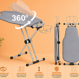 Tábua de Passar Roupas 360° Premium – Giratória, Face Dupla, 8 Níveis de Altura e Máxima Praticidade