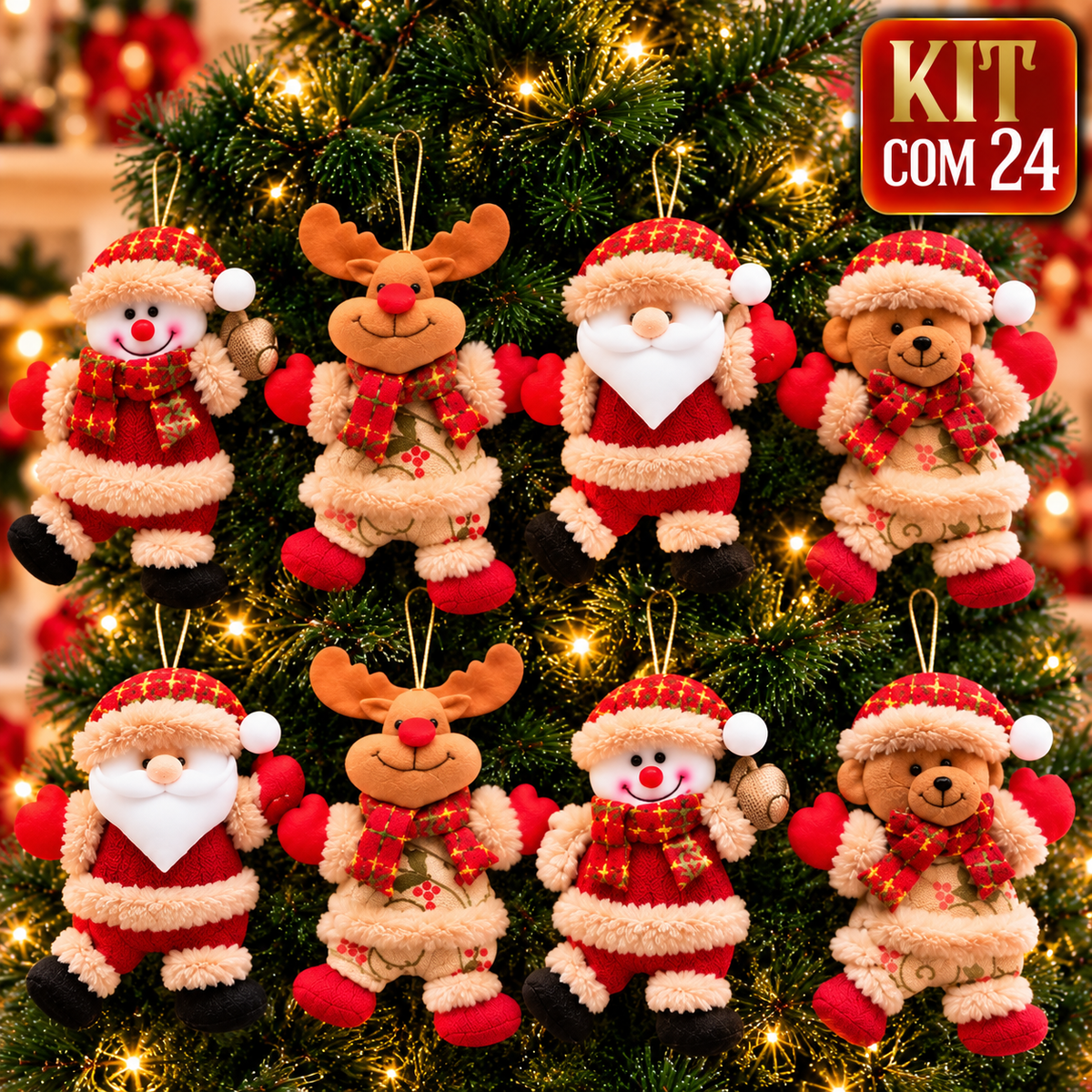 Kit com 24 enfeites de Natal pendentes
