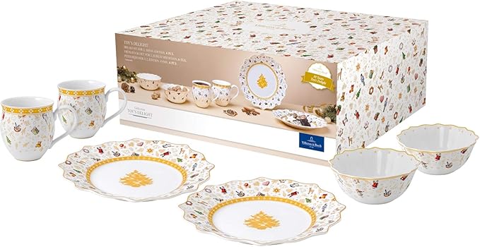 Aparelho de Jantar Natalino Dourado - 6 Peças