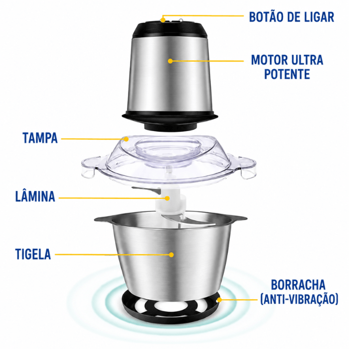 Triturador Elétrico ChefPro 2L com tábua de madeira