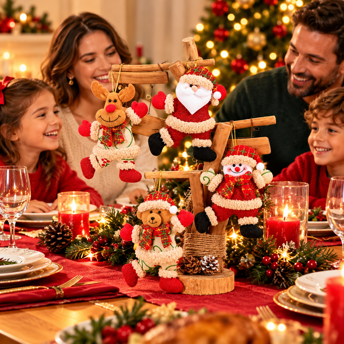 Kit Enfeites de Natal Pendente em Pelúcia