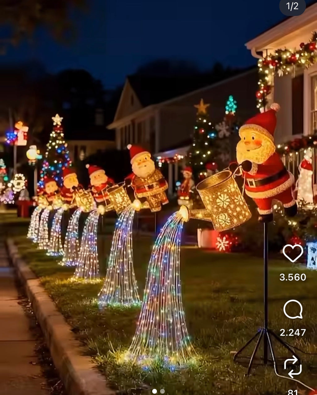 Luz Solar De Natal Para Jardim De Resina De Papai Noel