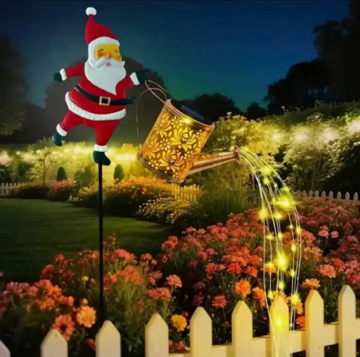 Luz Solar De Natal Para Jardim De Resina De Papai Noel