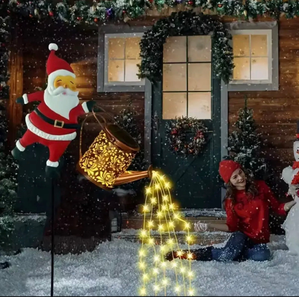 Luz Solar De Natal Para Jardim De Resina De Papai Noel