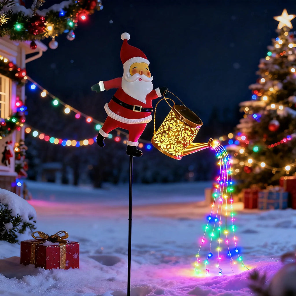Luz Solar De Natal Para Jardim De Resina De Papai Noel