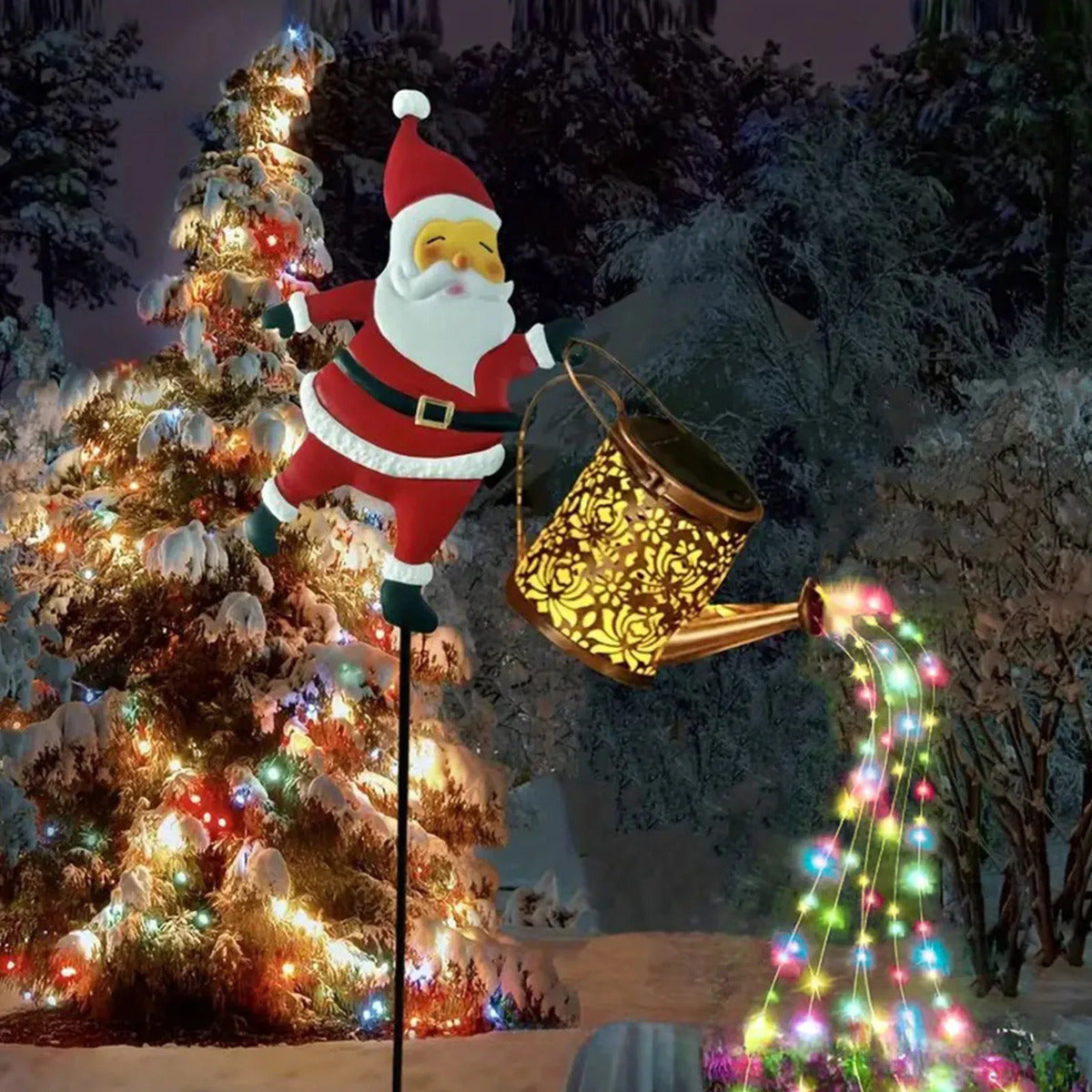 Luz Solar De Natal Para Jardim De Resina De Papai Noel