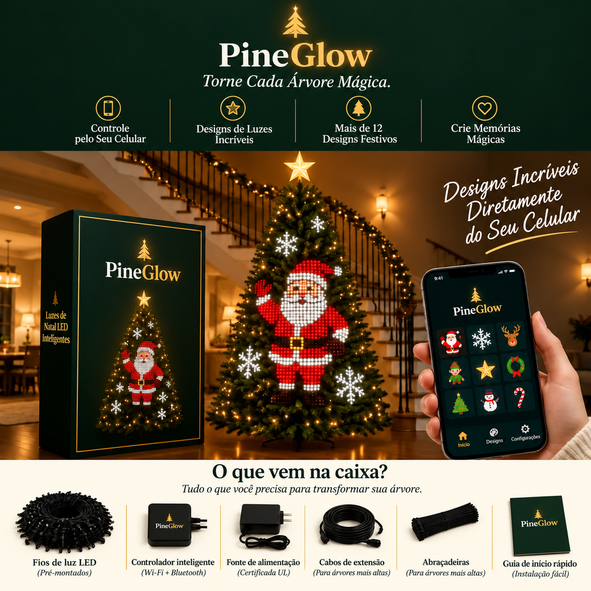 LED Animado para Arvore de Natal - Controle por App