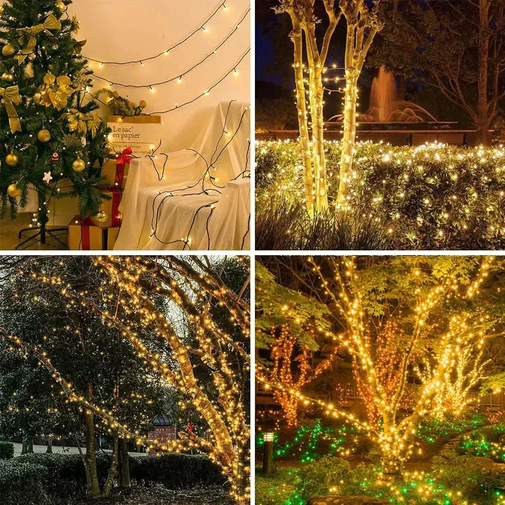 Luzes de Fada LED Impermeáveis - Magia Natalina com Controle Remoto