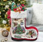 Bota de Natal Iluminada com Vilarejo e Pista de Patinação