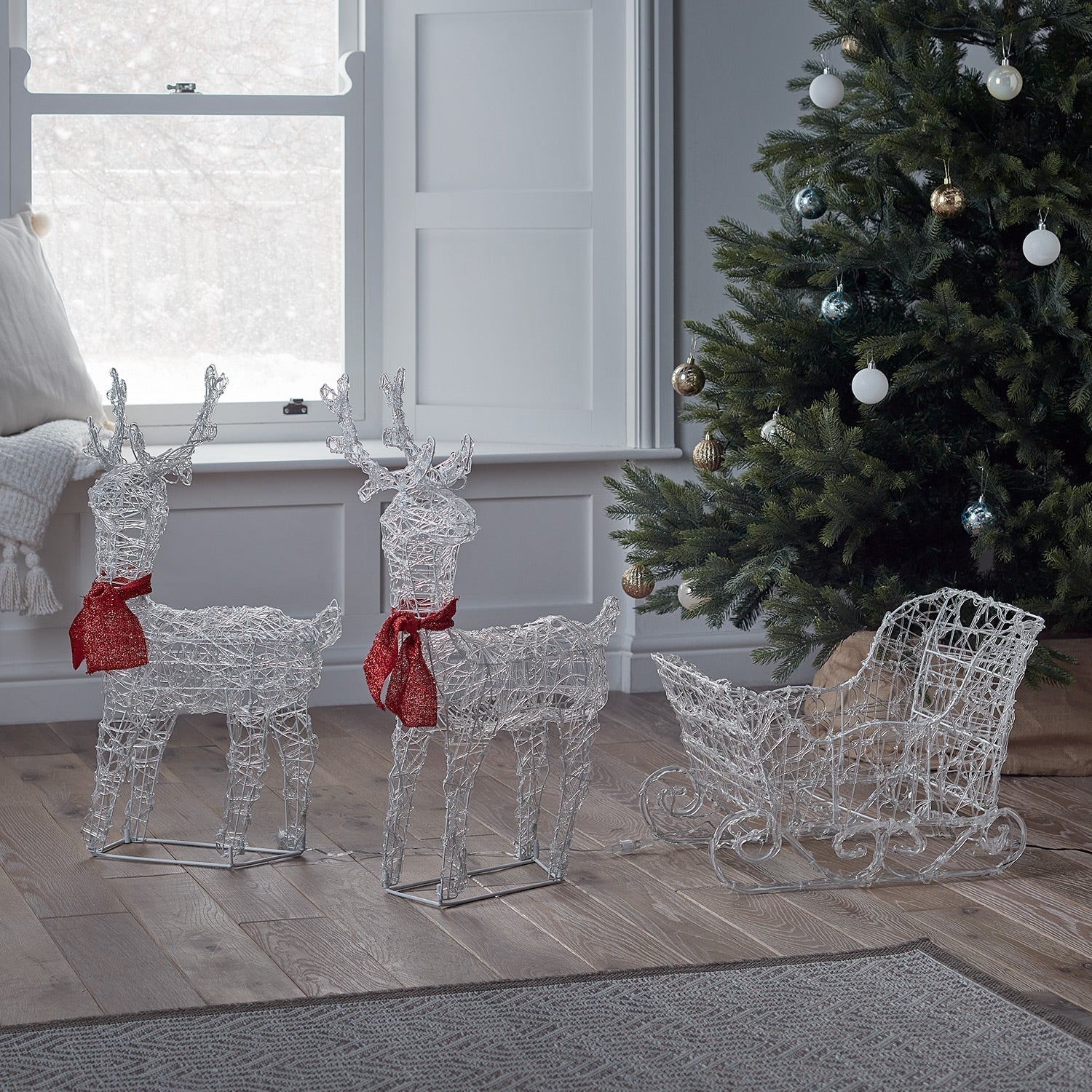 Figura de Natal Renas e Treno iluminados
