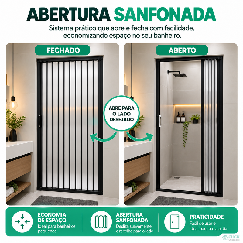 Box para Banheiro Sanfonado PVC Branco