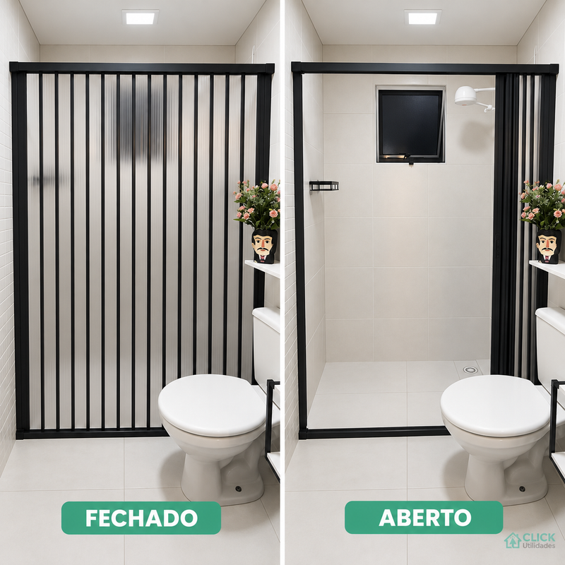 Box para Banheiro Sanfonado PVC - instalado