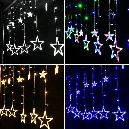 Cascata de Estrelas 138 LEDs 2,5m Bivolt - 8 Funções