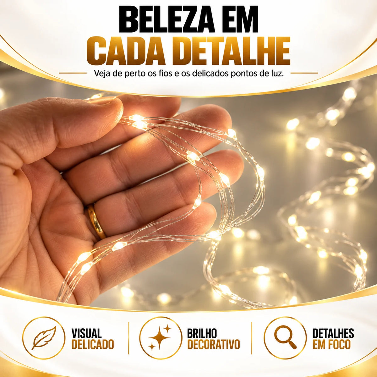 Cortina Fio de Fada 1600 LEDs 3x2m - Luz Quente Bivolt