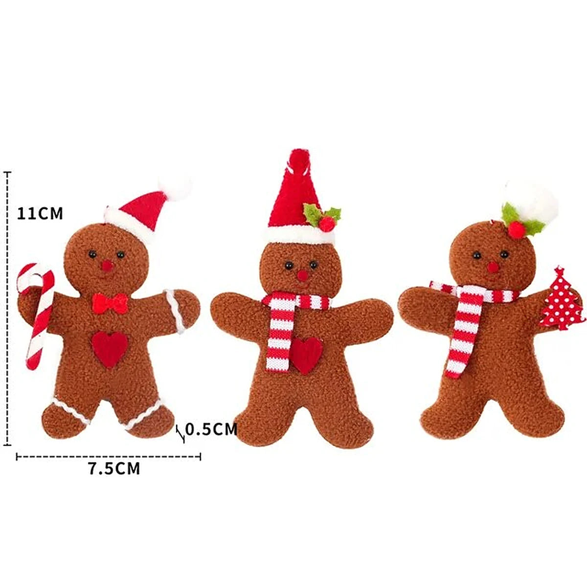 Enfeite Bolachinha de Gengibre de Pelúcia para Árvore de Natal