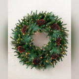 Guirlanda de Natal 90 cm com LED, Pinhas e Folhagens Verdes