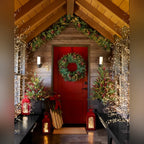 Guirlanda de Natal 90 cm com LED, Pinhas e Folhagens Verdes