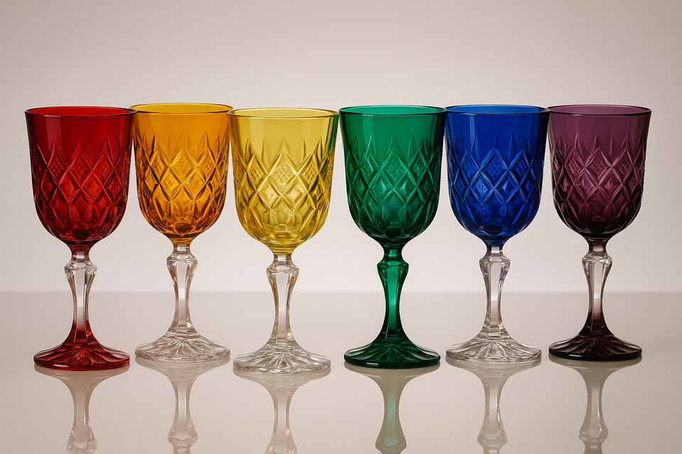 Conjunto 6 Copos Cristal Colorido Joias - Tons Preciosos