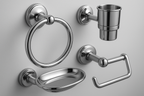 Conjunto 5 Acessórios Banheiro Chrome - Kit Completo