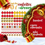 Kit Árvore de Natal Completa Decorada com Enfeites e Pisca LED – 1,20 m, 1,50 m ou 1,80 m