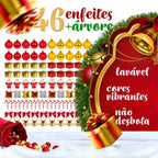 Kit Árvore de Natal Completa Decorada com Enfeites e Pisca LED – 1,20 m, 1,50 m ou 1,80 m