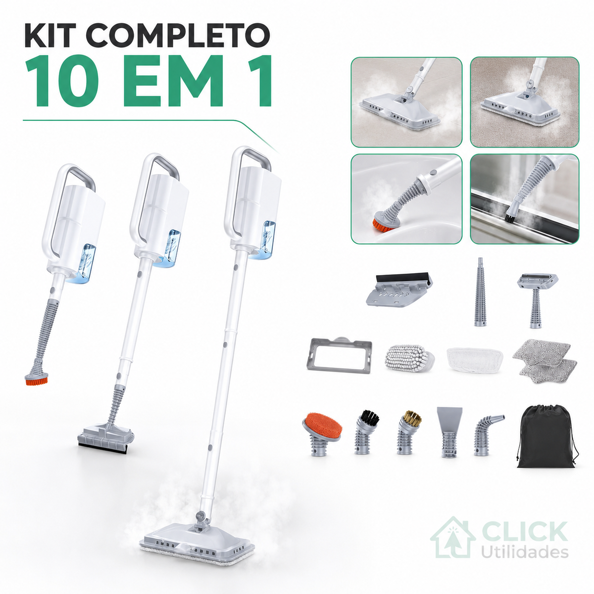 Mop a Vapor 10 em 1 – Limpeza Profunda em 10 Segundos