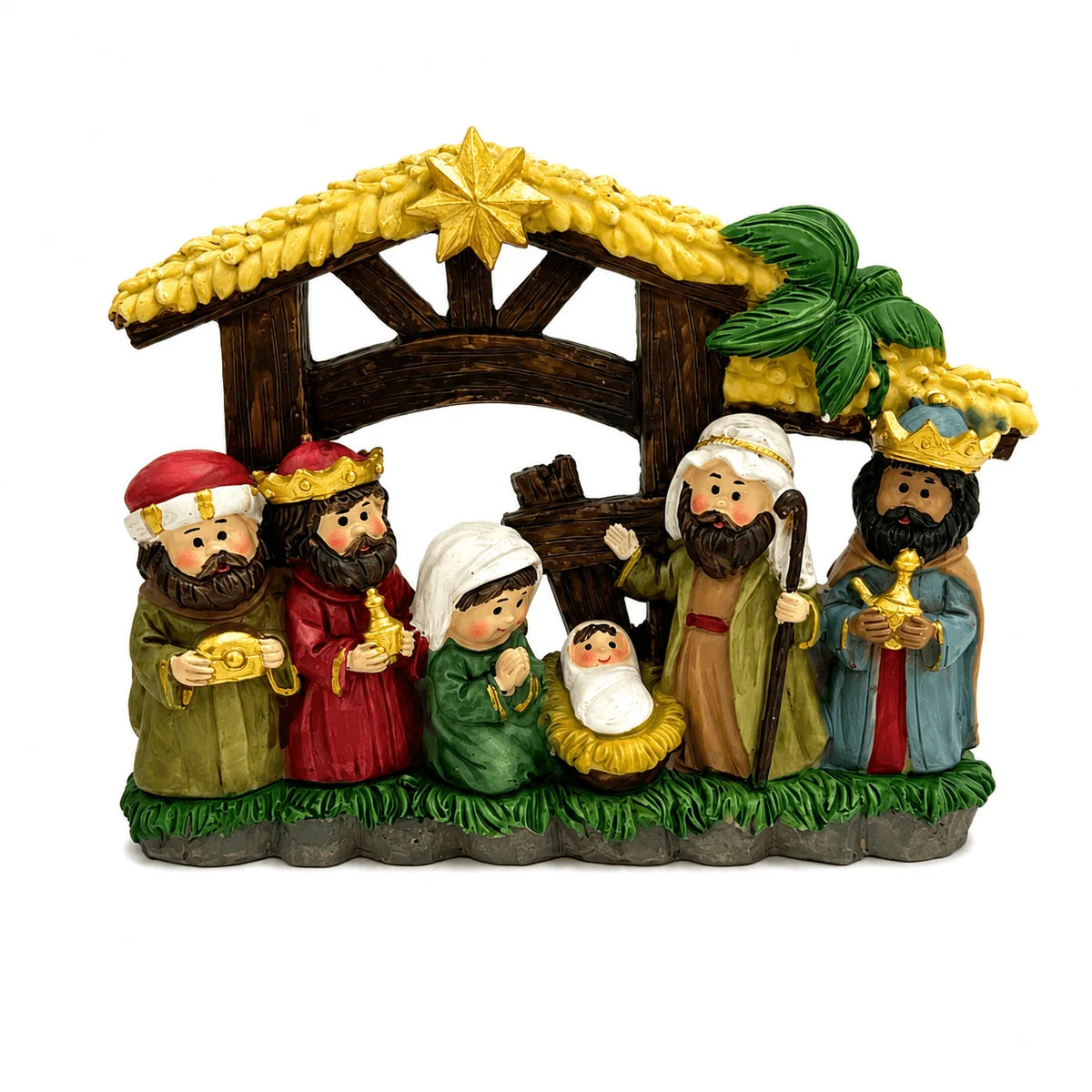 Presépio de Cerâmica Sagrada Família e Reis Magos 22cm