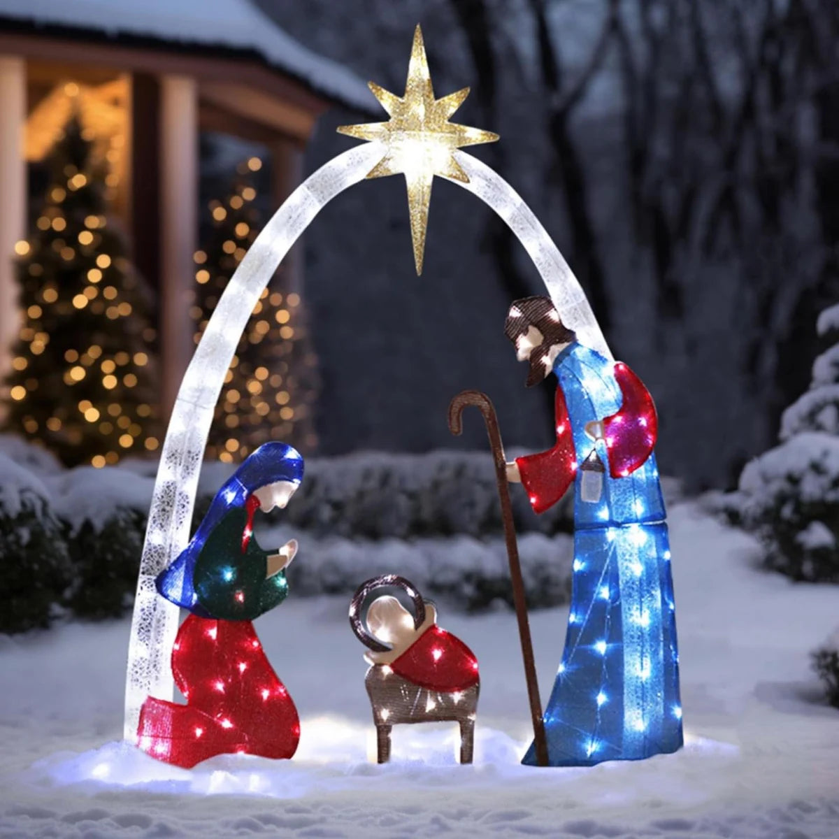 Presépio Natalino Iluminado para Jardim 1,52 m – Arco com Estrela